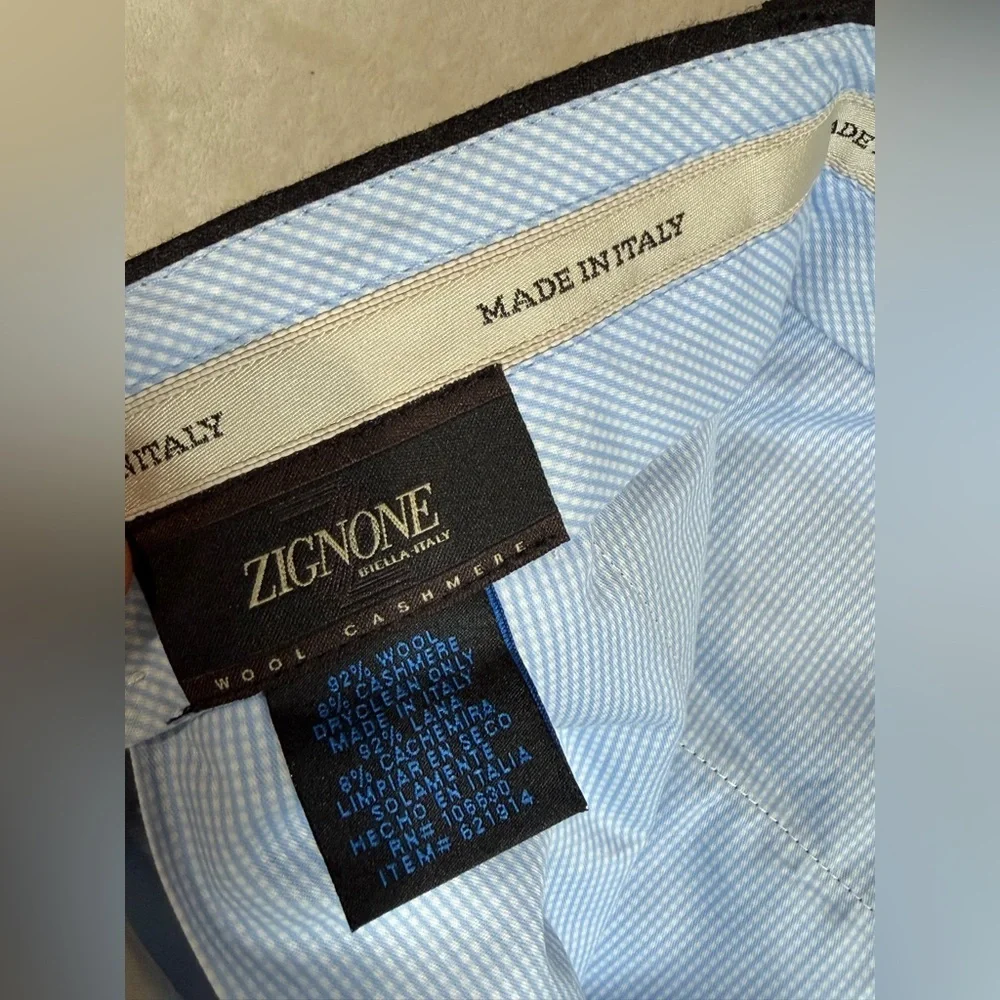 Enzo Mantovani Zignone Size 40W 32L Wool-Cashmere Charcoal Dress Pants